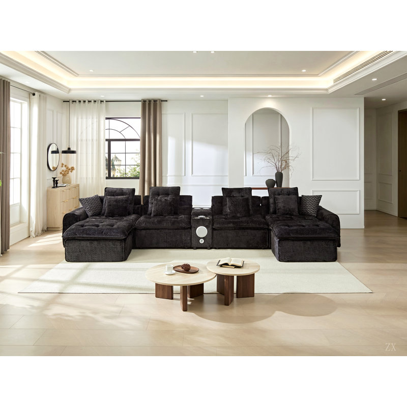 Canapé modulaire en laine d'agneau moelleux de 178,6 po, canapé d'angle surdimensionné en forme de L surdimensionné, grand canapé moelleux et moelleux avec coussins décoratifs pour le salon