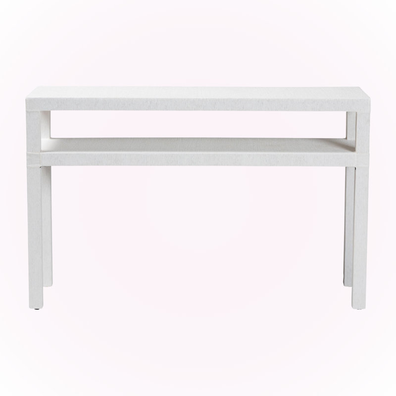 Marcello Grasscloth Console Table with Open Shelf - 2-Tier Entryway Table