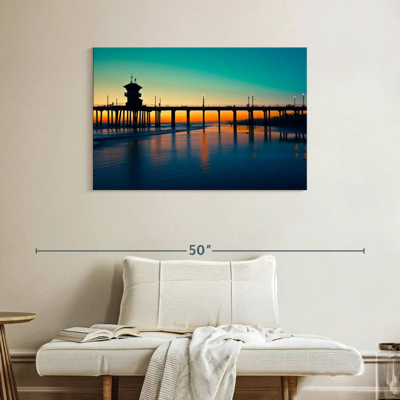 Huntington dock nightfall Aletra, H 26 po x l 39 po