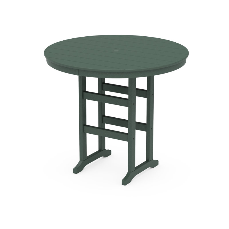 POLYWOOD Round Farmhouse Bar Table, Hunter Green, 48"