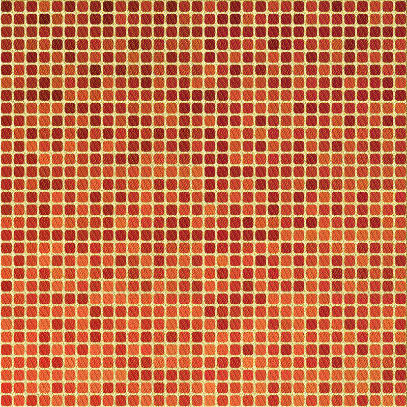 Tapis orange à motif géométrique, Carré 5 pi