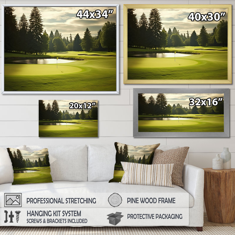 Golf Fairway Serenity - Art encadré golf, Cadre photo noir, H 30 po x l 40 po x P 1,5 po