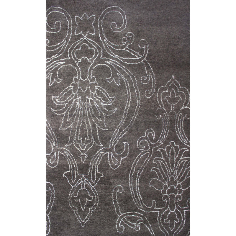 Tapis brun en laine noué à la main Trever, Rectangle 5 pi x 8 pi