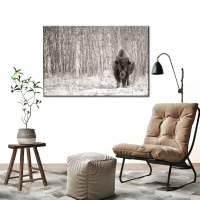 " Bison In Winter Forest Canvas Print "