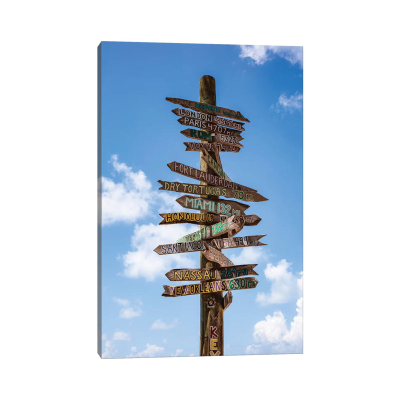 Sign Post, Key West by Matteo Colombo - Wrapped Canvas Print, 66.04 cm H x 45.72 cm W x 1.91 cm D