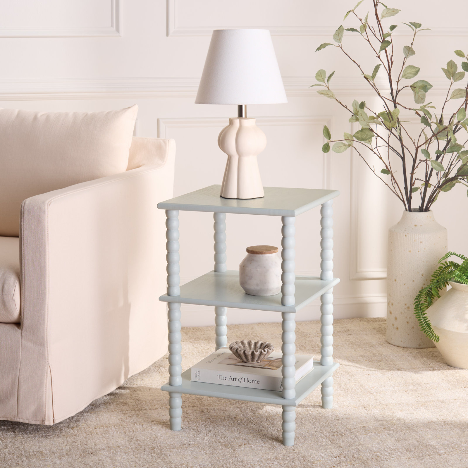 Netta 16" Pine End Table, Winter Sky