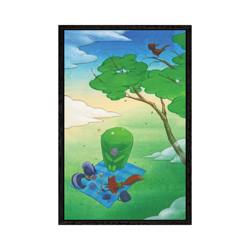 Robot Picnic by Martin Hsu - Painting on Canvas, 152.5 cm H x 101.5 cm W, Black Framed