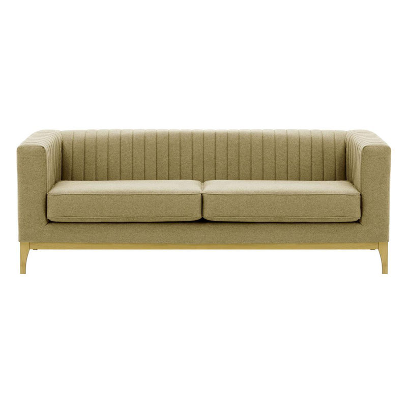 Bomia 3 Seater Sofa, Beige Polyester, Gold, 72cm x 201cm W x 83cm D