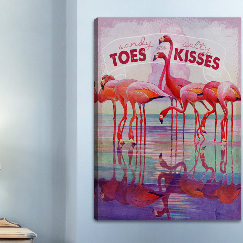 « flamant rose i », reproduction d’art sur toile tendue, H 48 po x l 40 po x P 1,5 po