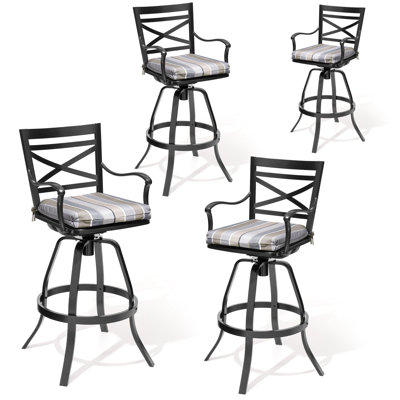 Guislaine 30" Aluminum Swivel Patio Bar Stool with Sunbrella Cushion