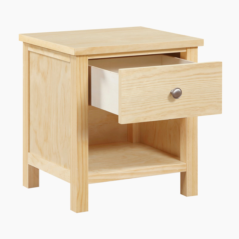 Baltimore 20" Transitional Wood Nightstand with Single Dovetail Drawer, Kenilin Metal Glides & Lower Storage Cubby
