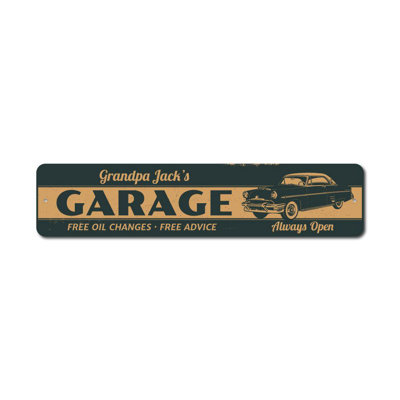 Enseigne en aluminium personnalisée Grandpa Classic Car Garage
