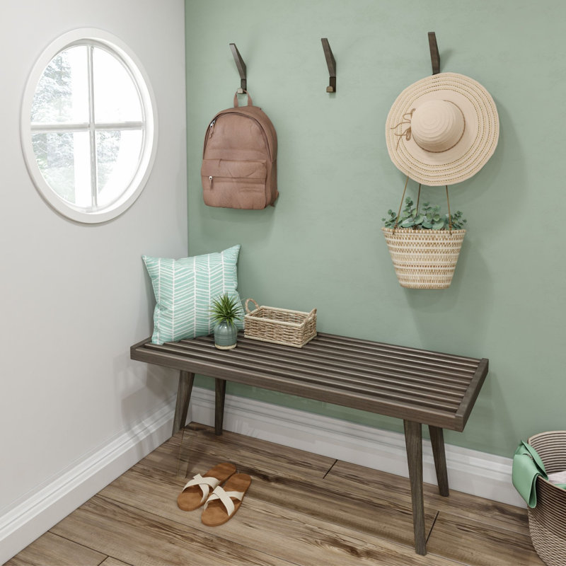 Levitus Wood Bench, Clay, 17.5" H x 41.25" W x 16.5" D