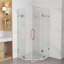 Cabine de douche réversible sans cadre avec tablettes en verre intégrées l 34 po x P 34 po x H 73 po