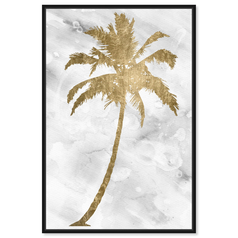 Palmier doré - impression sur toile tendue, H 24 po x l 16 po, Cadre noir