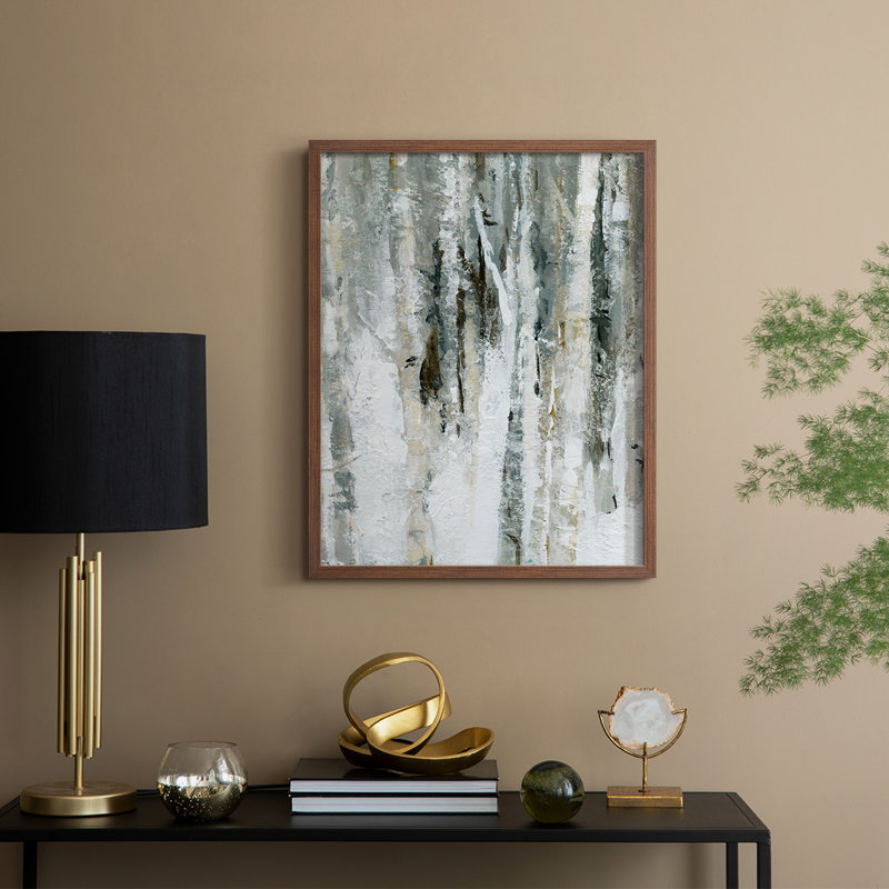 Snowy Birch I Framed Print - Solid Wood, 21" H x 17" W, Walnut
