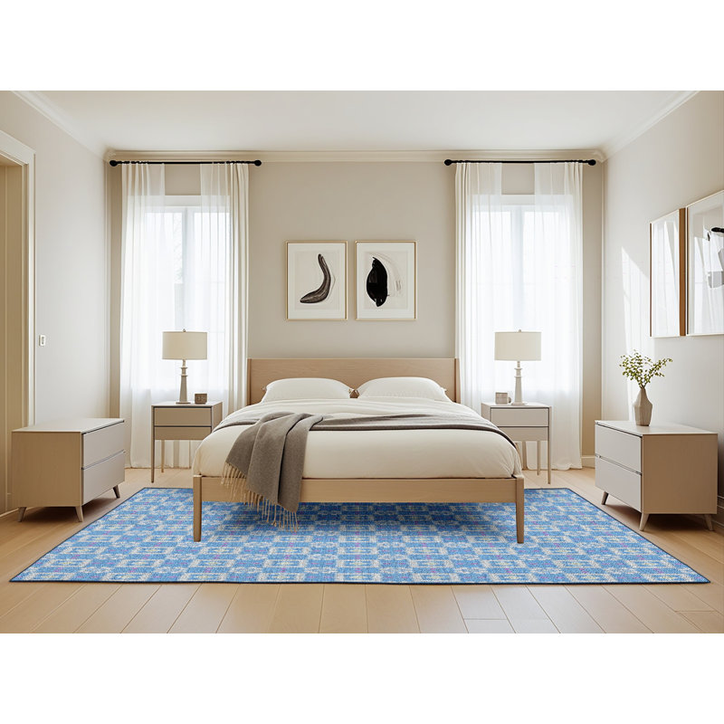 Tapis de zone bleue à motifs, Rectangle 5 pi x 8 pi