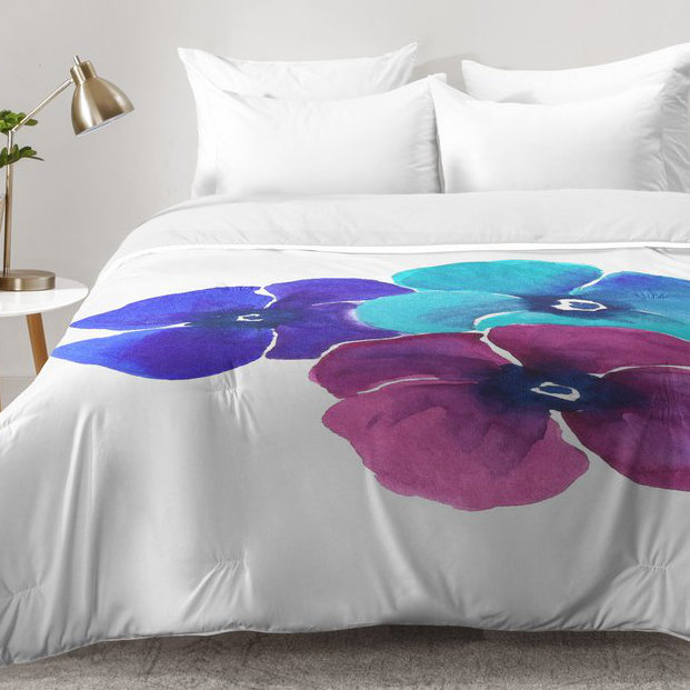 Ensemble d'édredon Jewel Tone Pansies, Édredon pour très grand lit + 2 très grandes ta
