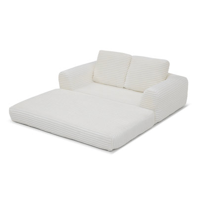Canapé-lit convertible 2 en 1 pliable, canapé-lit en velours côtelé moderne avec 2 * coussins, causeuse futon rembourrée avec lit escamotable et lit escamotable, canapé modulaire pliable pour le salon beige
