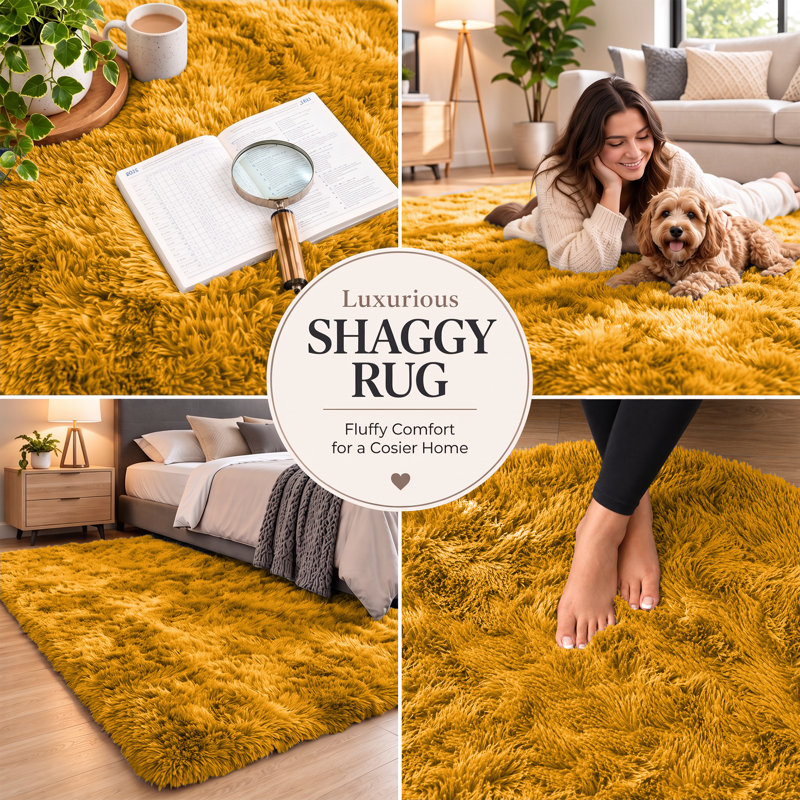 Adela Rectangle Shaggy Washable Area Rug, Rectangle 60 x 110 cm
