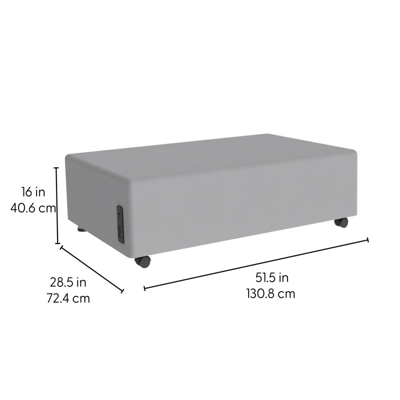 Pro Series Upholstered Rectangle Mobile Ottoman, Gray