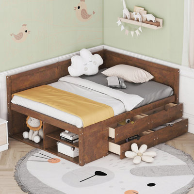 Modern Daybed with Drawers and Shelves