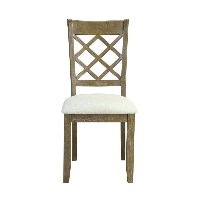 Chaise d'appoint en lin beige et chêne rustique, ensemble de 2