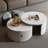 Round Nesting Coffee Table Set With 2 Storable Stools, Sintered Stone Coffee Table