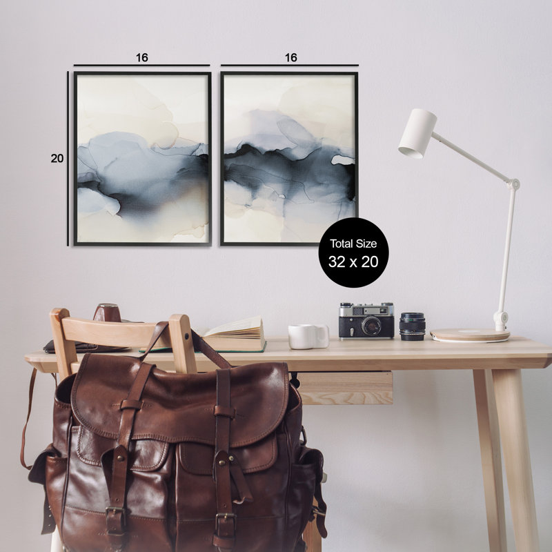 «Mysterious Abstract Obscure Watercolor», ensemble de 2 giclées encadrées par Kippi Leonard, Giclée encadrée noir minuit