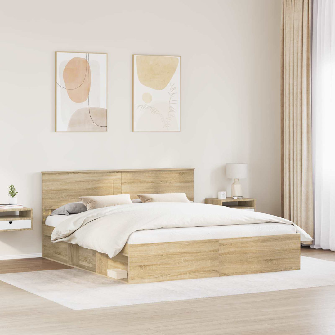 Bed Frame With Headboard Concerte 180 X 200 Cm Engineered Wood