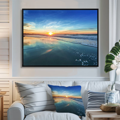 Seascape " Seashore With Distant Sunset "
