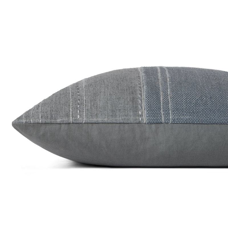 Blue and Gray Embroidered Cotton Blend Square Pillow Set