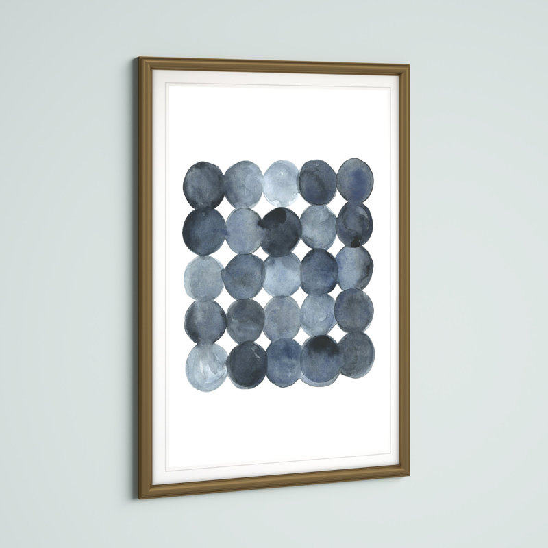«Blue Grey Density I», peinture sur toile, H 24,5 po x l 18,5 po, Impression encadrée, Doré