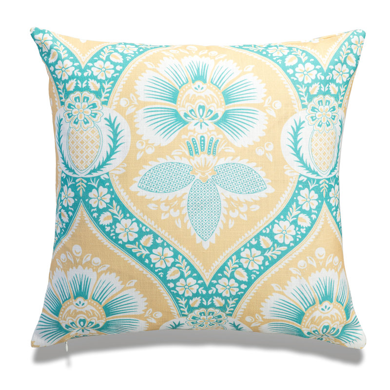 Housse de coussin Florence, Jaune / bleu floral