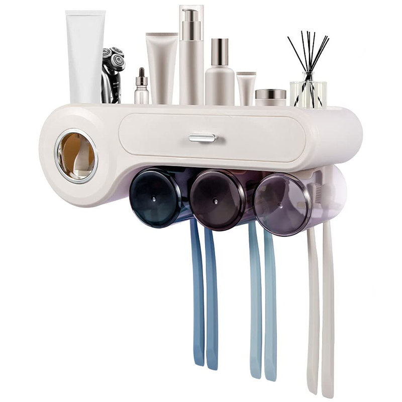 3 porte-brosses à dents et distributeur, douchette à dents murale