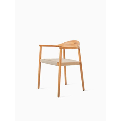 Fika Dining Armchair Untreated Teak Flax Rope