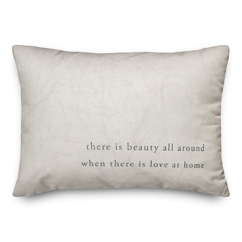 Off-White Spun Polyester Indoor/Outdoor Reversible Throw Pillow
