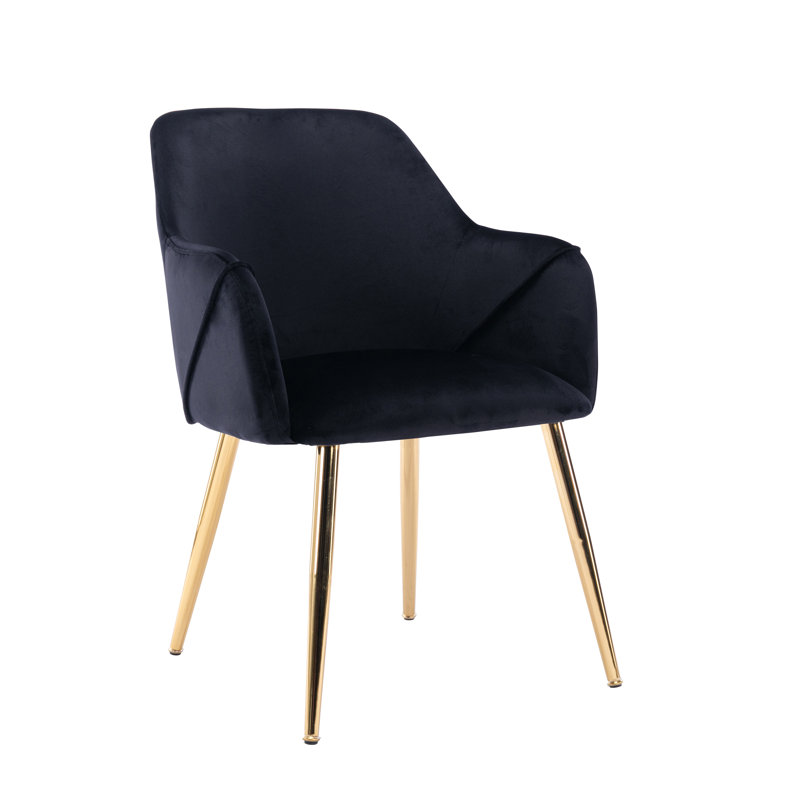 Abdulbaki 46cm H Velvet Upholstered Armchair, Black