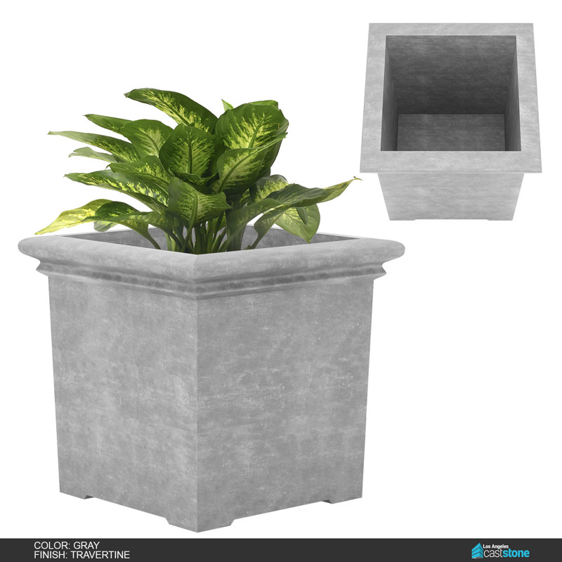 Concrete Planter, Travertine-Gray
