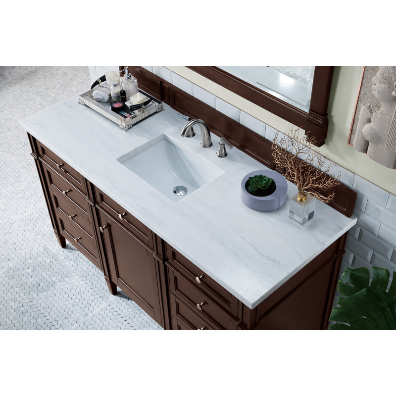 Brittany 60'' W Single Vanity, Burnished Mahogany, Lime Delight, 8" Widespread