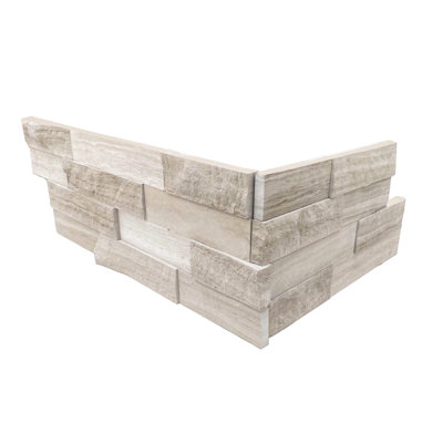 White Oak Marble 3d  6"" X 9.85"" 6"" X 16.2"" Ledgerstone 2 Pc. Corner Panel -  NuWa Stone Inc, 200309