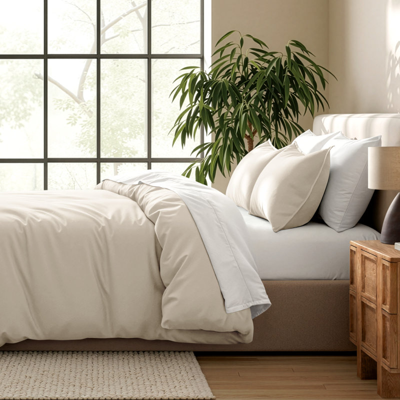 Ensemble de housse de couette et insert de qualité supérieure en microfibre moderne et contemporain Premium, Sable