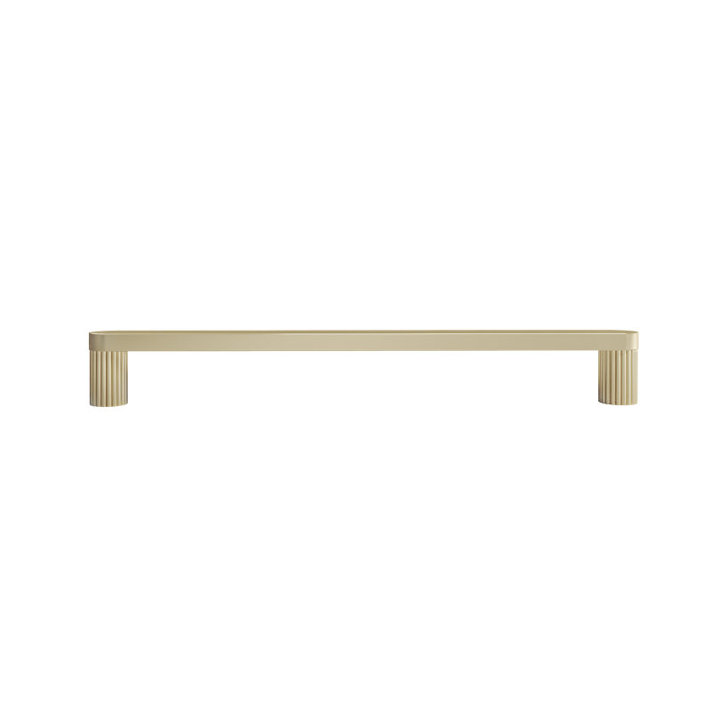 Ribbed Bar / Handle Pull with Fluted Stems, 12", Satin Brass