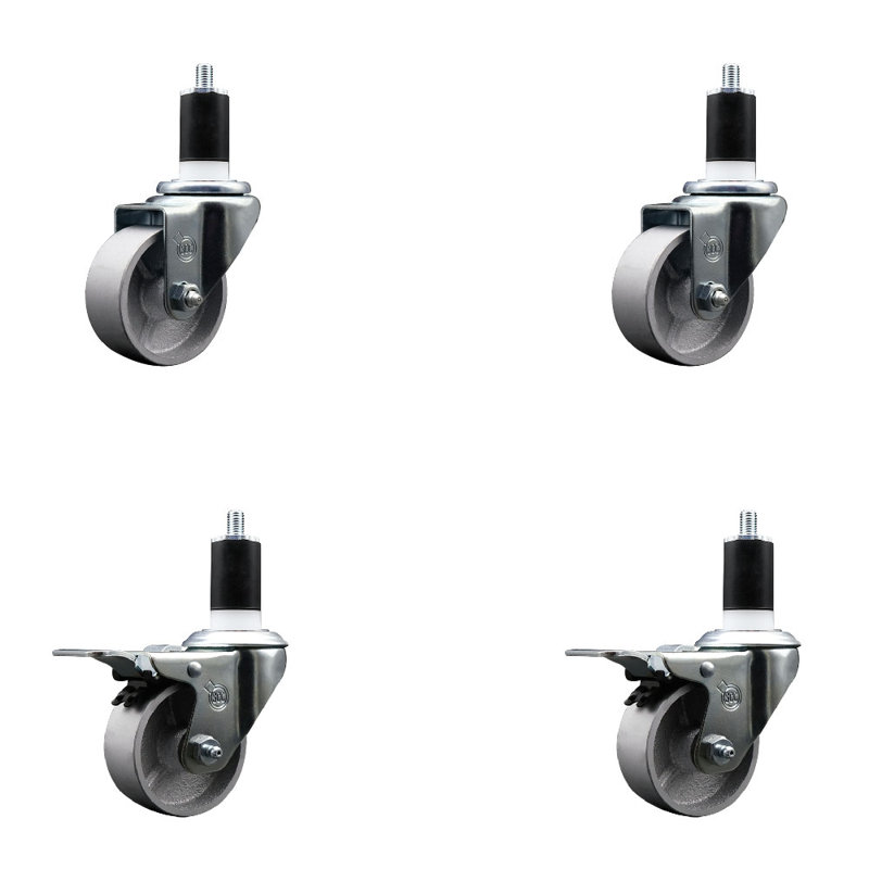 Ensemble de roulettes semi-pivotantes extensibles de 1 1/2 po avec 2 verrous à verrouillage total