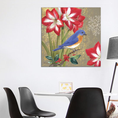 Winter Birds Bluebird Collage by Beth Grove - Wrapped Canvas Print