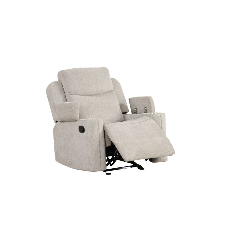 Galya Light Gray Chenille Motion Glider Recliner