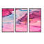«Pink and Blue Abstract Marble I», ensemble de 3 reproductions sur toile flottantes-1021789655-1021789654