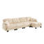 Canapé en forme de L en chenille avec 4 coussins, repose-pieds mobile et garniture capitonnée matelassée de conception ergonomique, canapé à assise profonde facile à assembler pour le salon, le bureau, un appartement, beige crème-133931563-133931571