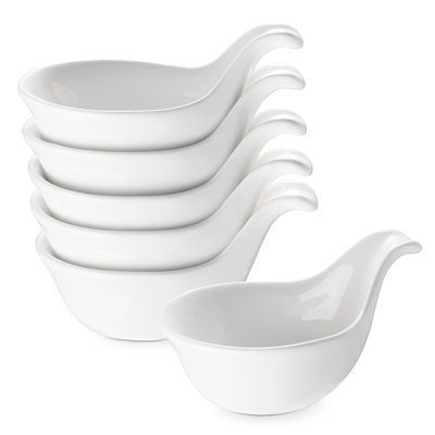 4.8" Ceramic Dipping Bowls Set - 6 Piece, Handled Sauce Cups for Parties