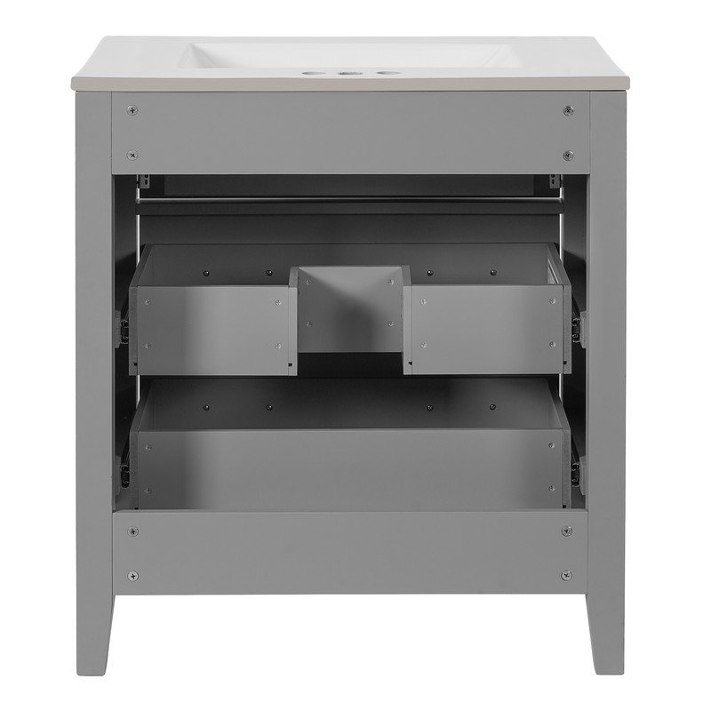 Meuble-lavabo noir élégant avec lavabo en céramique, Gris